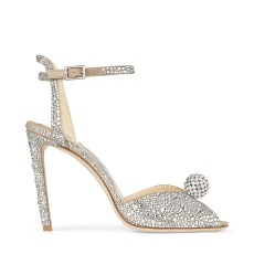Nude Suede Sandals with Hotfix Crystals and Sphere Detail | Jimmy Choo (US)