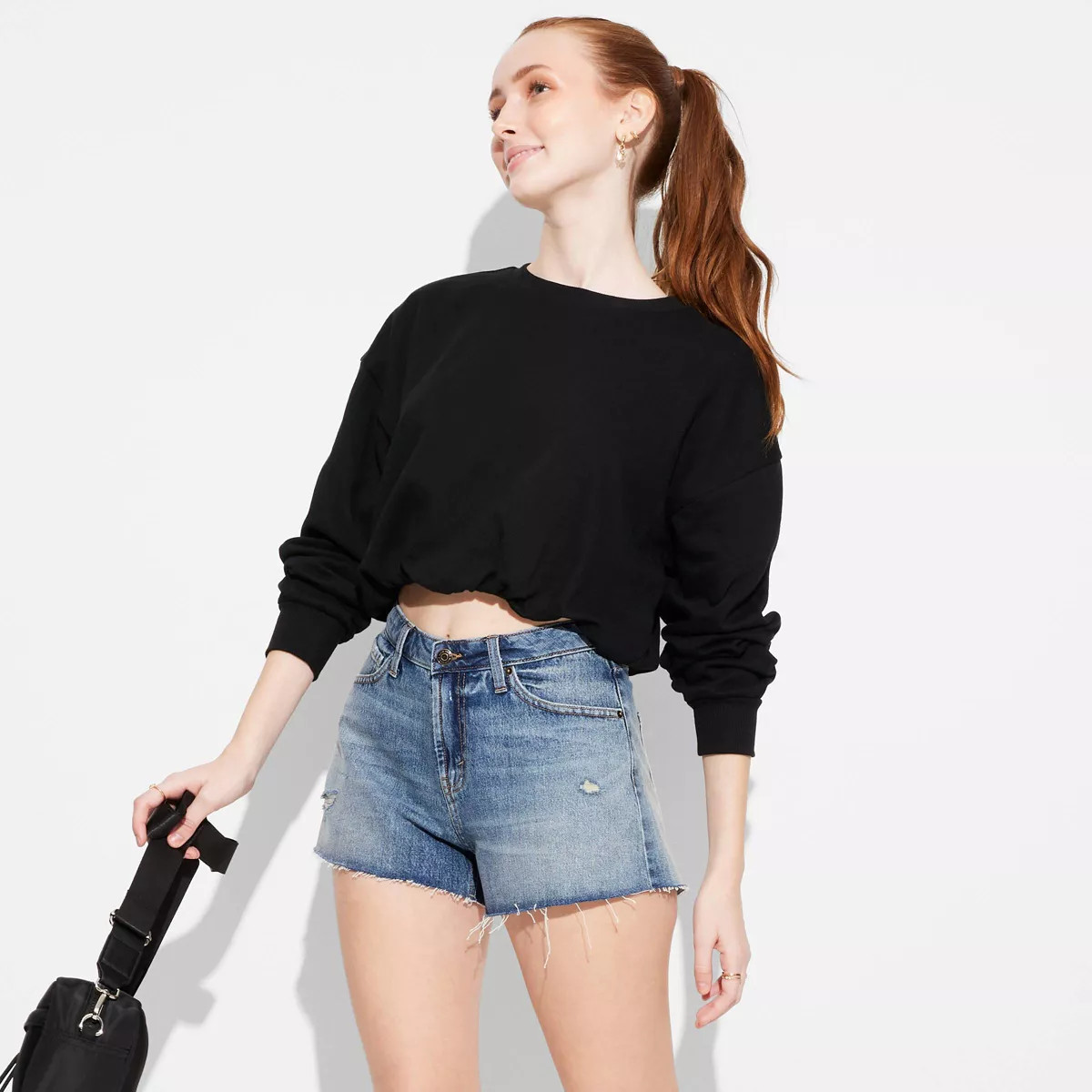 Women's Mid-Rise Curvy Cut-Off Denim Shorts - Wild Fable™ | Target