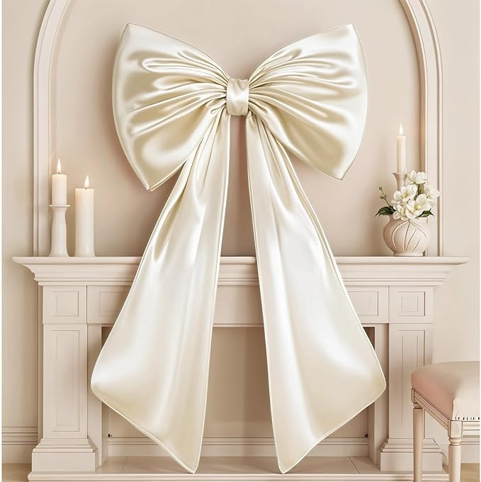 Giant Bow Decoration Big Cream White Large Coquette Bow for Backdrop Birthday Party Room Wall Wed... | Amazon (US)