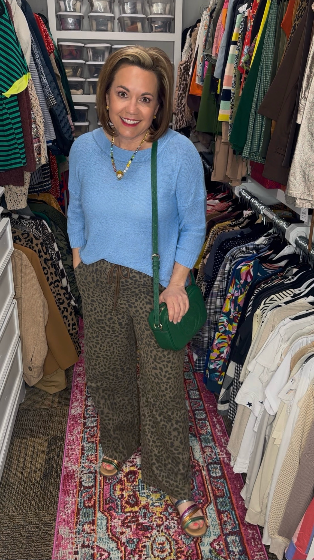 Wearing It vs. Styling It: Leopard Print Edition

Comfy doesn’t mean boring—and bold doesn’t mean hard to wear.
These leopard pants are as cozy as sweats, but they’re way more fun! I added a bright blue top, some rainbow slides, and a pop of green with the bag to pull it all together. Easy, comfy, and colorful—just how I like it.

Do you dress bold on casual days too?

Want the link? Just comment “SHOP” and I’ll send it straight to you! Link

#stylednotstored #over50style #leopardpants #comfystyle #casualoutfitinspo #springstyle2025 #realoutfitrealstyle #everydayfashion #wearwhatyoulove