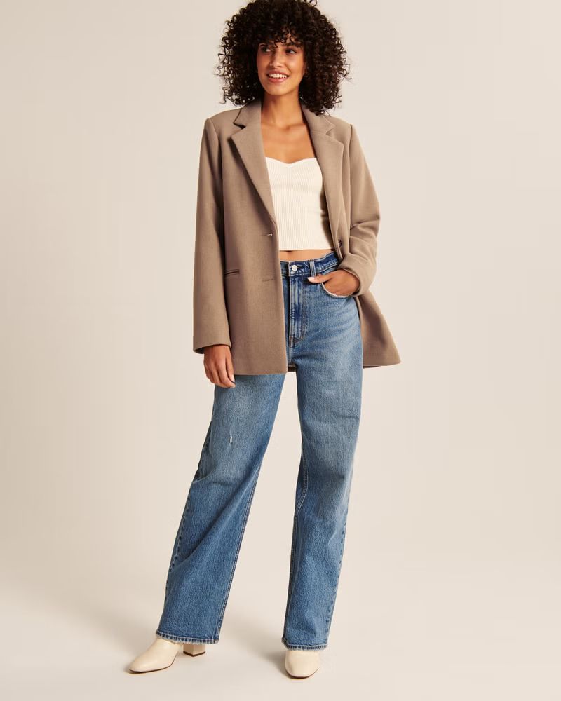 Women's Wool-Blend Blazer Coat | Women's | Abercrombie.com | Abercrombie & Fitch (US)