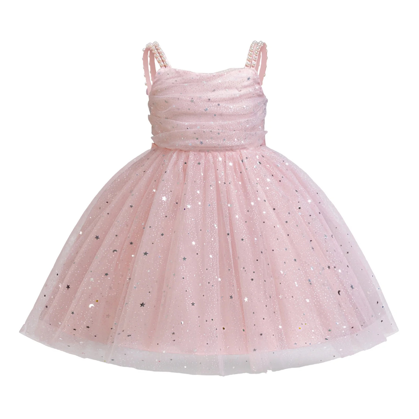 Suilloe Toddler Girls Dresses Beaded Straps Flower Sleeveless Suspender Tulle Dress Summer Kid Gi... | Walmart (US)