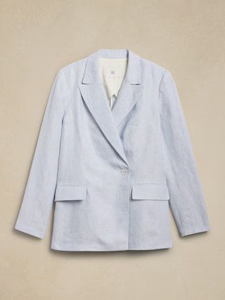 Relaxed Pinstripe Linen Blazer | Banana Republic (US)