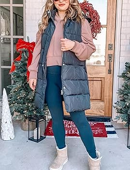 Tanming Women's Long Puffer Vest Casual Sleeveless Puffy Jacket with Removable Hood | Amazon (US)