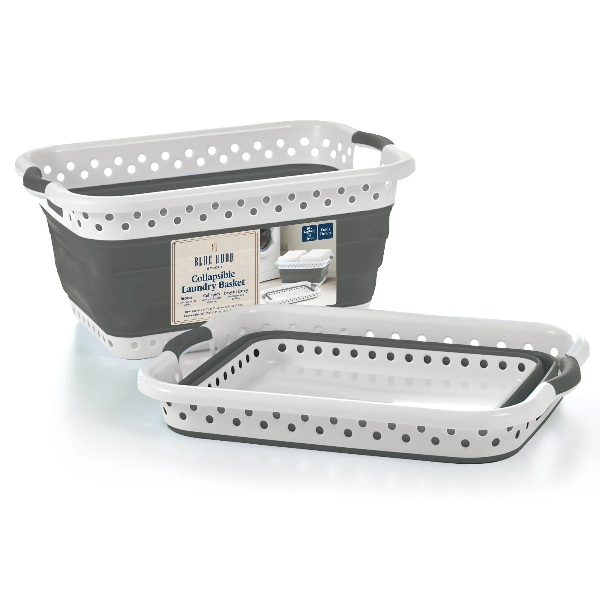 Blue Door Collapsible Laundry Basket Portable Pop Up Plastic Laundry Hamper with Dual Grip, 10.5-... | Walmart (US)