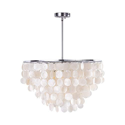 Wellmet Natural Capiz Shell Chandelier, 6 Lights Coastal Modern Capiz Chandelier Pendant Lighting... | Amazon (US)