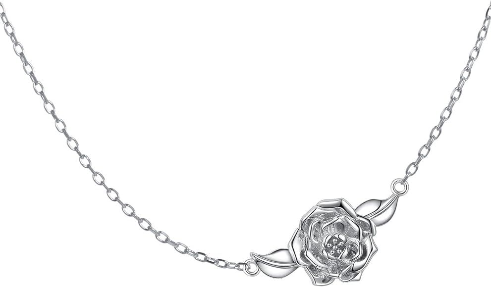 Choker Necklace with Sideways Camellia Flower      
 Metal | Amazon (US)