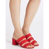 M&S Collection Block Heel Multi Strap Mule Sandals | Marks & Spencer (UK)