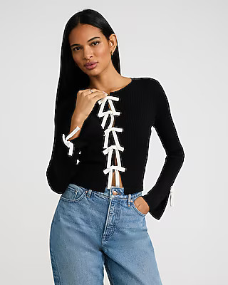 Silky Soft Fitted Bow Front Sweater | Express