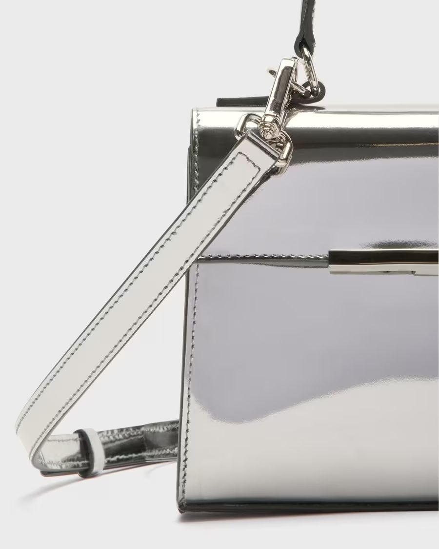 Small Top Handle Bag in Metallic Leather | Theory