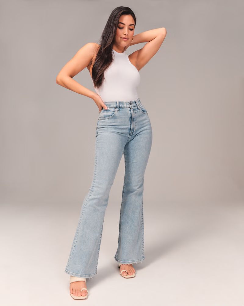 Women's Curve Love Ultra High Rise Flare Jeans | Women's | Abercrombie.com | Abercrombie & Fitch (US)