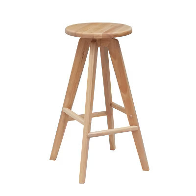 JONATHAN Y Ceren 30.5" Minimalist Solid Natural Wood Backless Bar Stool, Round Seat with Integrated Footrest for Kitchen Island and Home Bar | Target