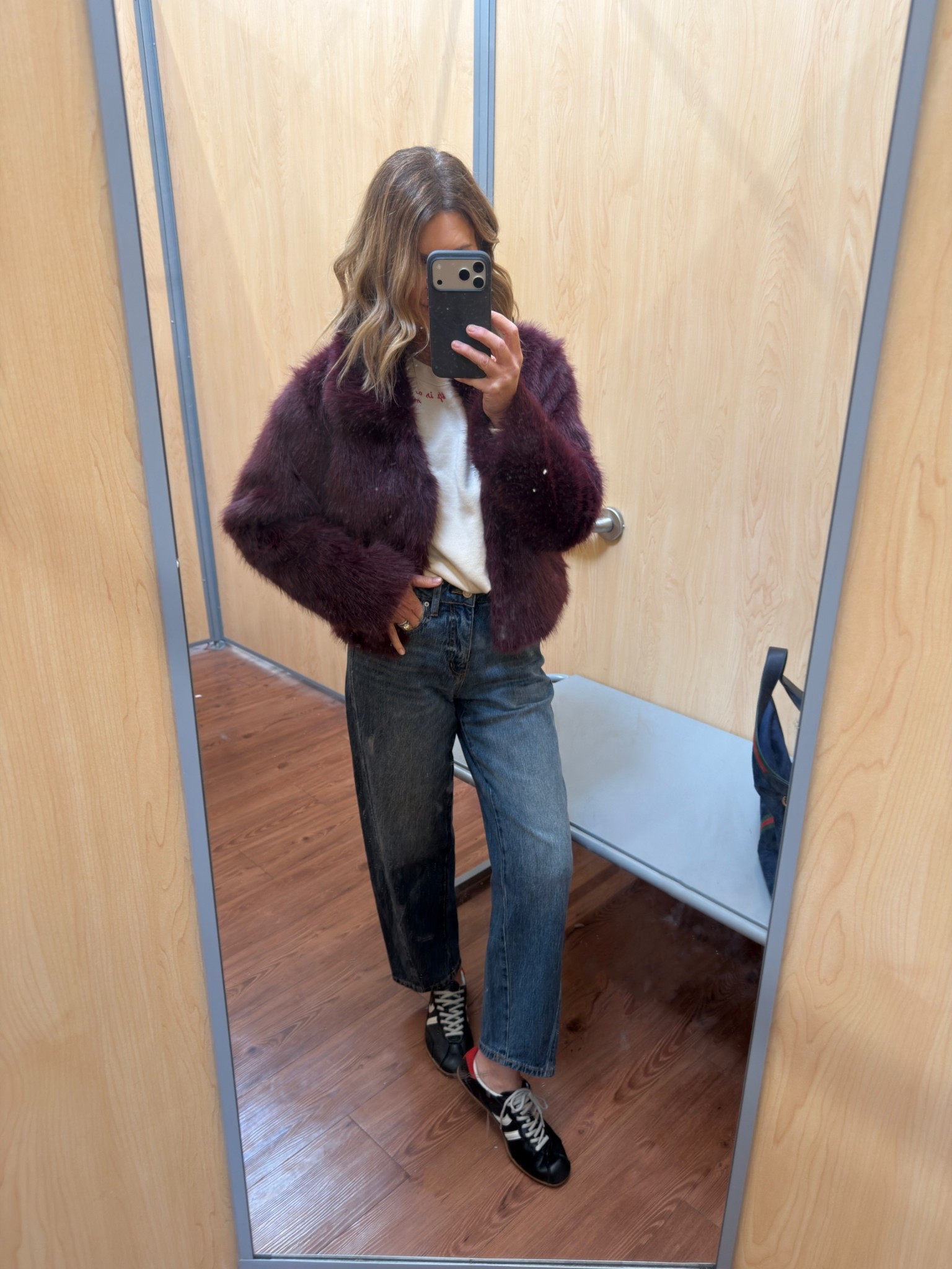 Found! Cute barrel leg jeans under $25! I’m wearing my true size 
Jacket size small 

#LTKmomlife #LTKHoliday #LTKGiftGuide