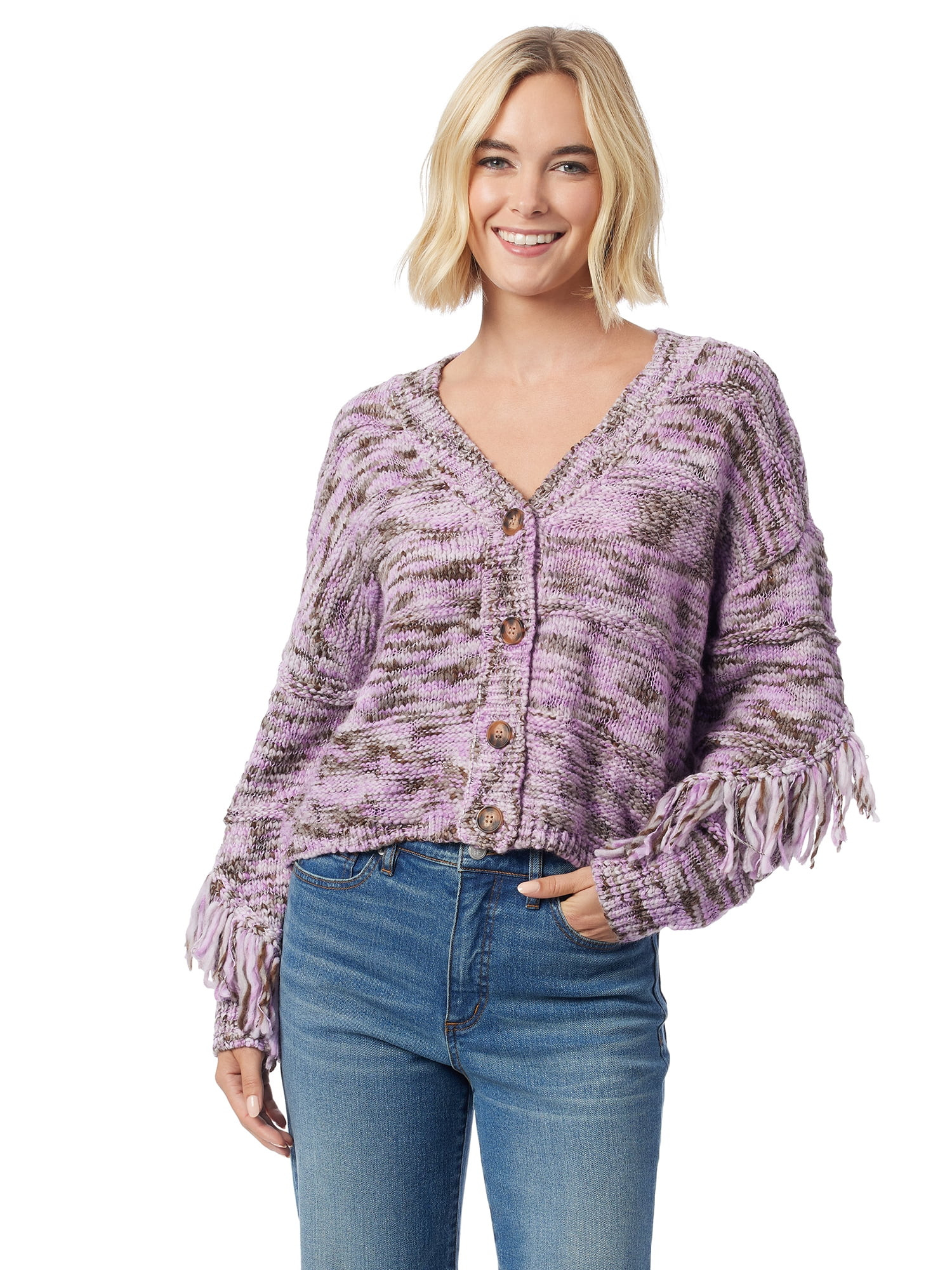 Jessica Simpson Women's and Women's Plus Aamina Fringe Cardigan, Sizes XS-4X | Walmart (US)