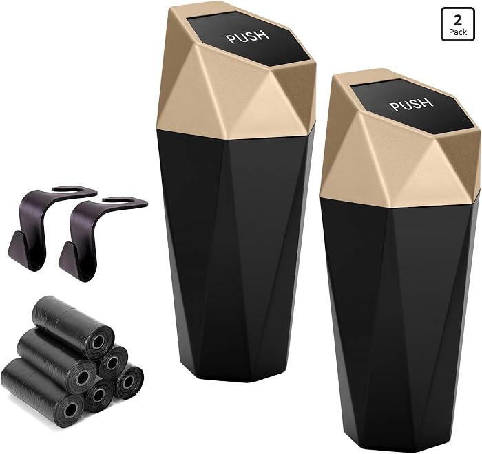 Ginsco Car Trash Can Cup Holder, 2 Pack Mini Car Trash Can with Lid, Car Accessories for Interior... | Amazon (US)