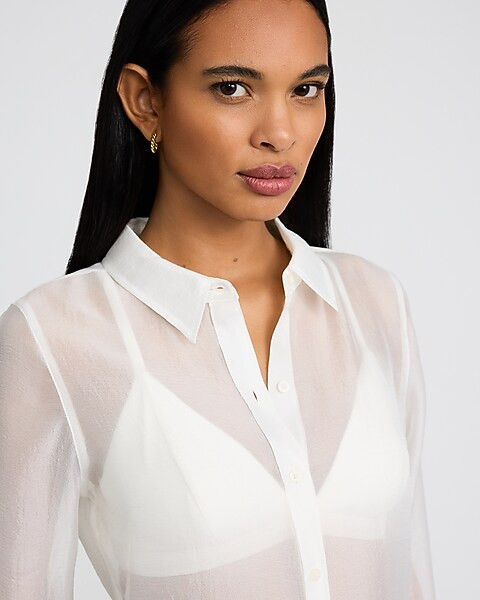 Sheer Crepe Portofino Shirt | Express