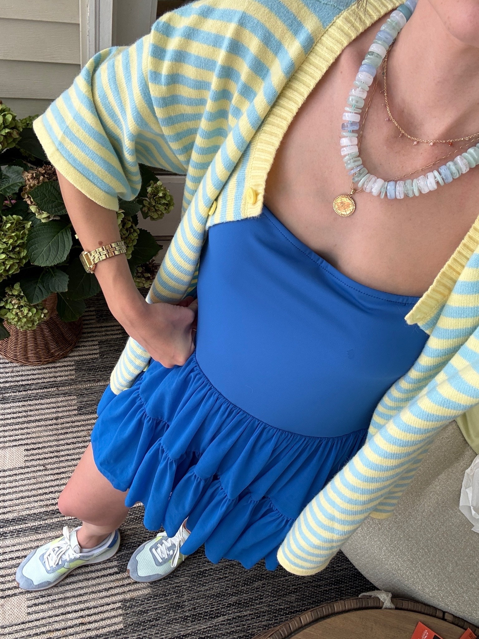 Dress : wearing m 
Cardigan : wearing m 

Beaded necklace // mom outfit // mom style /: casual outfit inspo // casual outfits // summer outfit

#LTKgrwm #LTKootd #LTKSeasonal