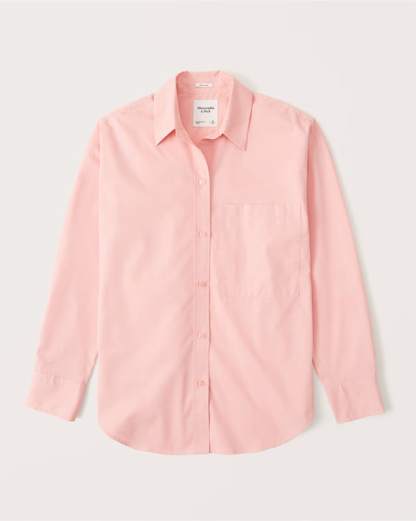 Oversized Poplin Button-Up Shirt | Abercrombie & Fitch (US)