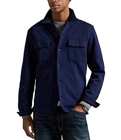 Polo Ralph Lauren Long-Sleeve Double-Knit Camp Shirt - L | Dillard's