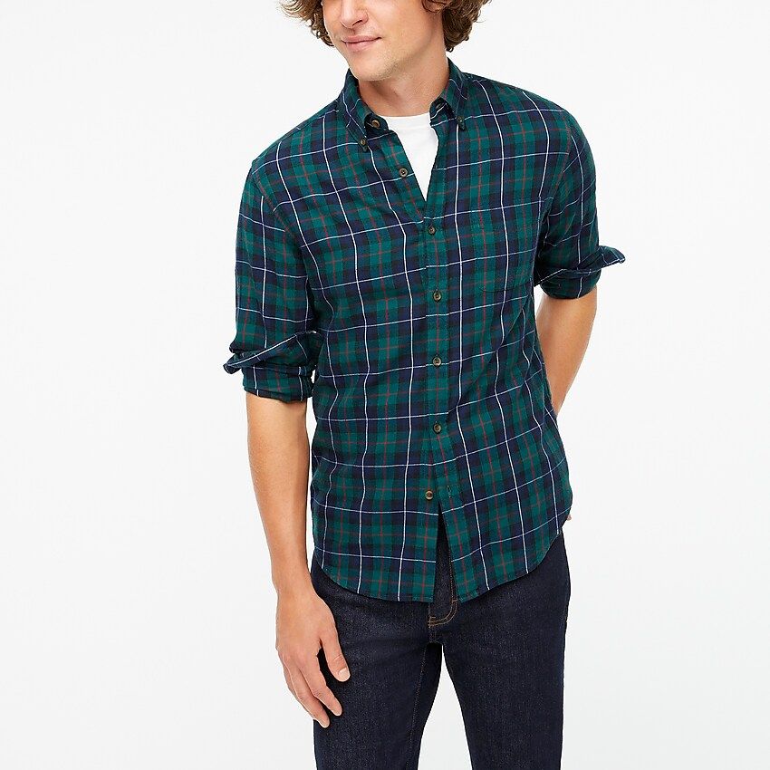 Factory: Plaid Brushed Twill Shirt For Men | J.Crew Factory