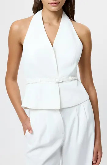French Connection Harry Belted Suiting Halter Top | Nordstrom | Nordstrom