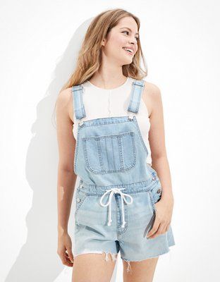 AE Denim Tomgirl Overall Short | American Eagle Outfitters (US & CA)