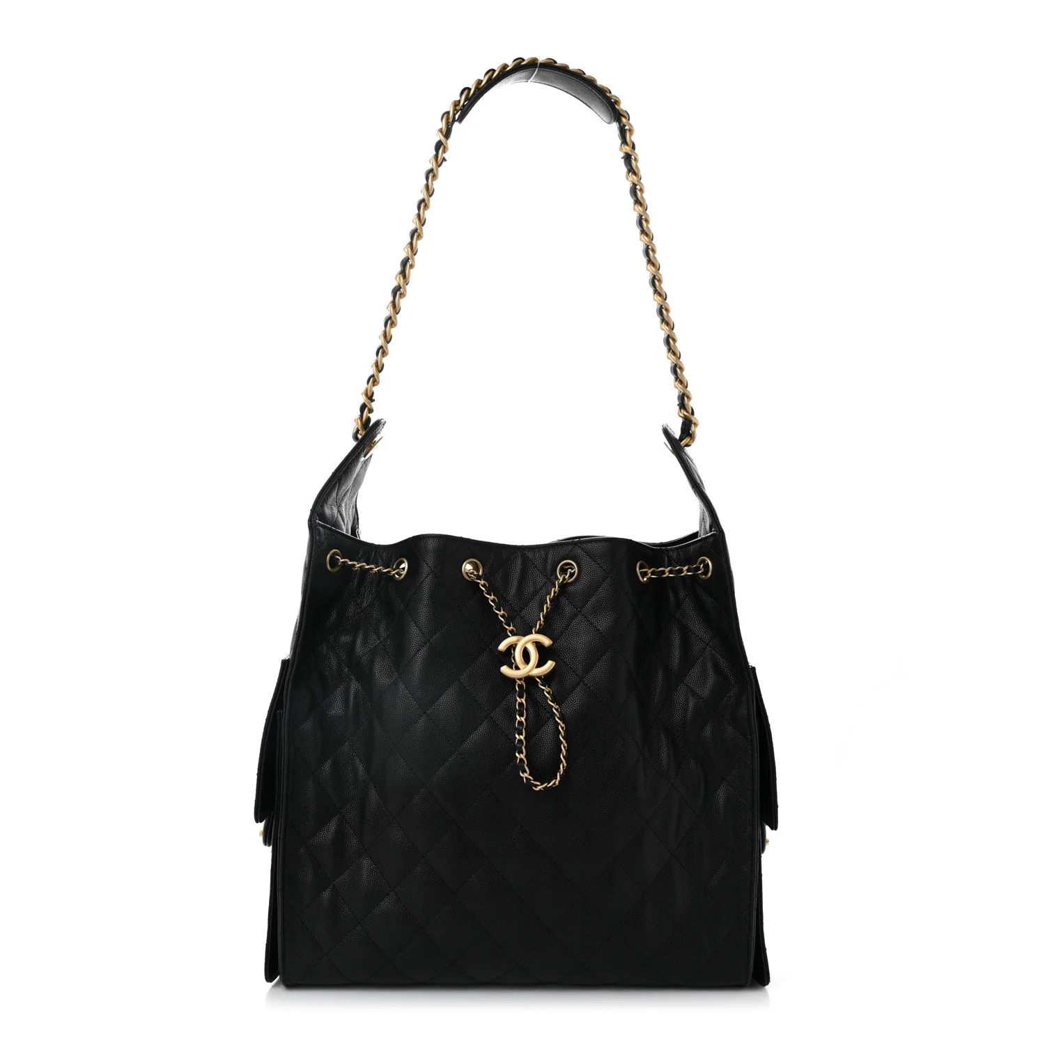 Chanel Caviar Quilted Medium Chanel 25 Handbag Black 1744865 | FASHIONPHILE (US)