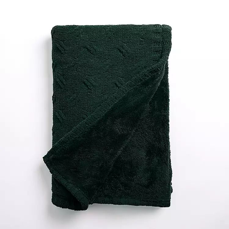 Green Chenille Cable Knit Throw | Kirkland's Home