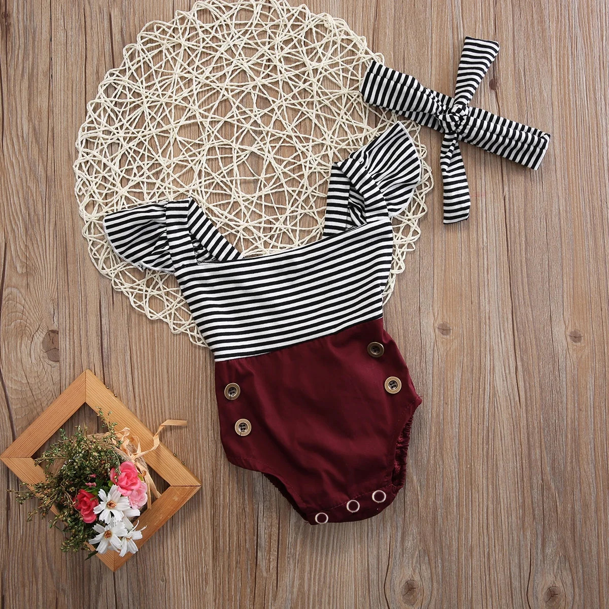 Puloru Baby striped jumpsuit with ruffled sleeves and cross back straps - Walmart.com | Walmart (US)