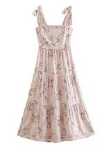 'Debra' Floral Tied Strap Layered Midi Dress | Goodnight Macaroon