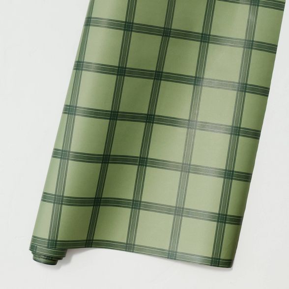 Tonal Plaid Premium Gift Wrap Green - Hearth &#38; Hand&#8482; with Magnolia | Target