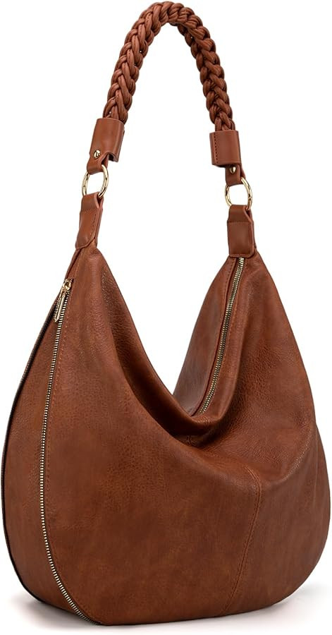 Montana West Hobo Bags for Women Large Slouchy Tote Bag PU Leather Hobo Purse with Zipper and Wov... | Amazon (US)