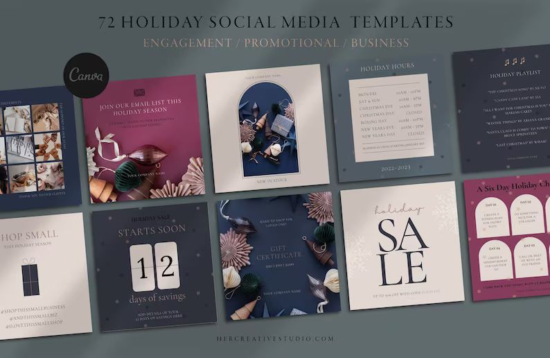 72 Holiday Social Media Templates | Holiday Canva Templates | Stories Template | Stock Images | C... | Etsy (US)