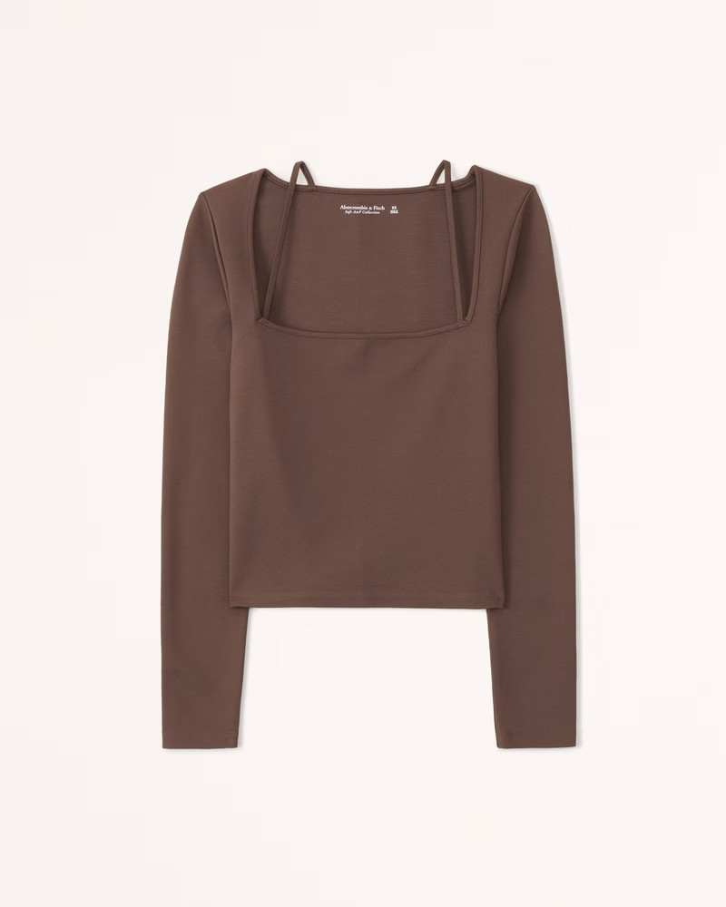 Long-Sleeve Strappy Ponte Top | Abercrombie & Fitch (US)