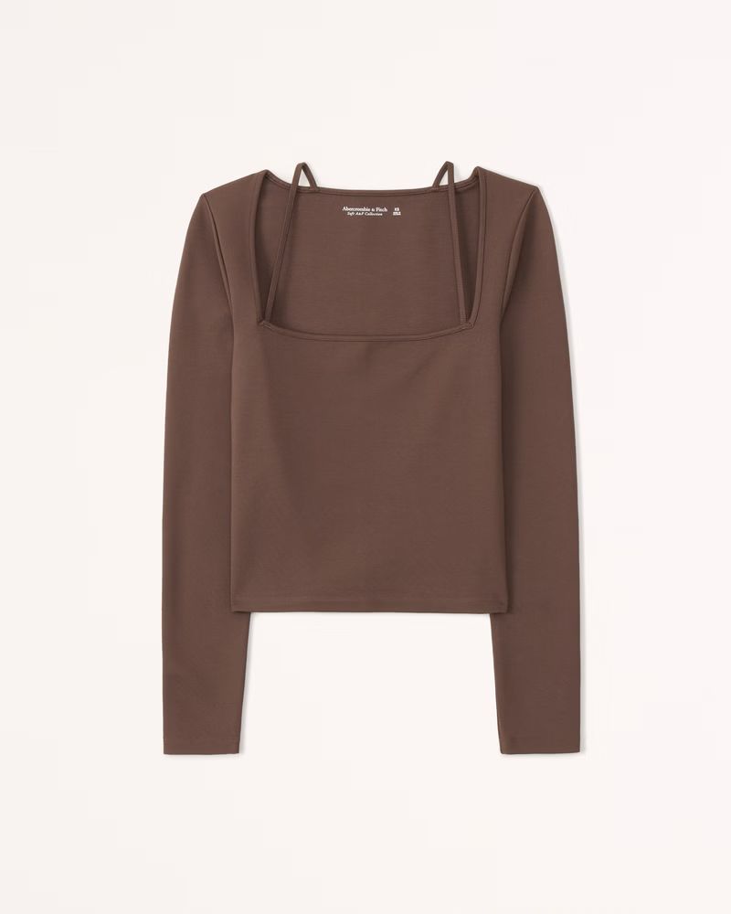 Long-Sleeve Strappy Ponte Top | Abercrombie & Fitch (US)