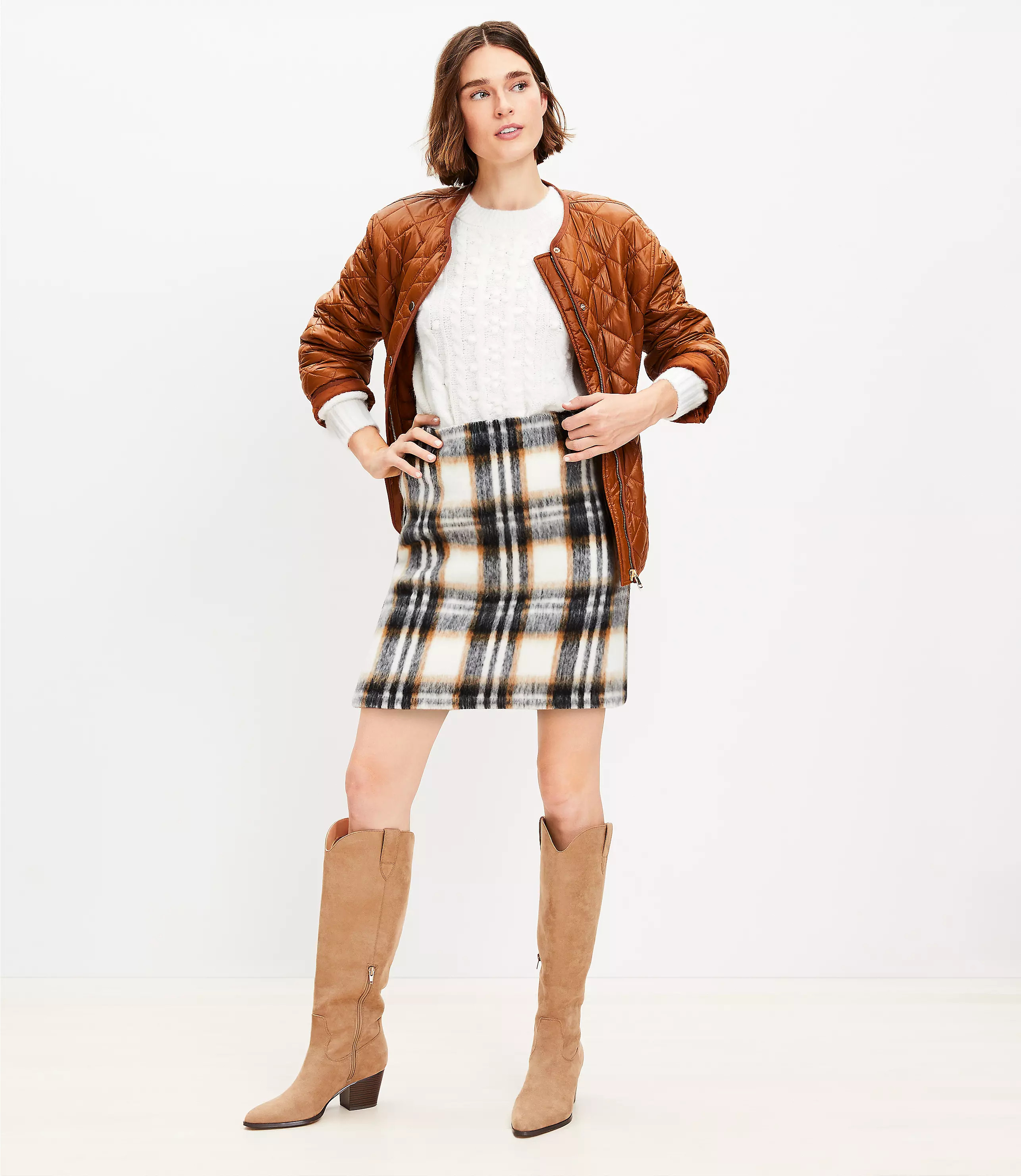Brushed Plaid Mini Skirt | LOFT