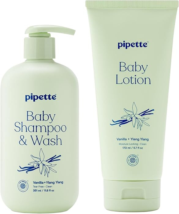 Pipette Vanilla + Ylang Ylang Wash and Lotion Duo, Pack of 2, Clean, Includes Baby Body Wash and ... | Amazon (US)