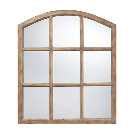 Window Pane Style Light Oak Arched Wall Mirror Made Of Wood In Light Oak Finish - 37-Inch Wall | Walmart (US)