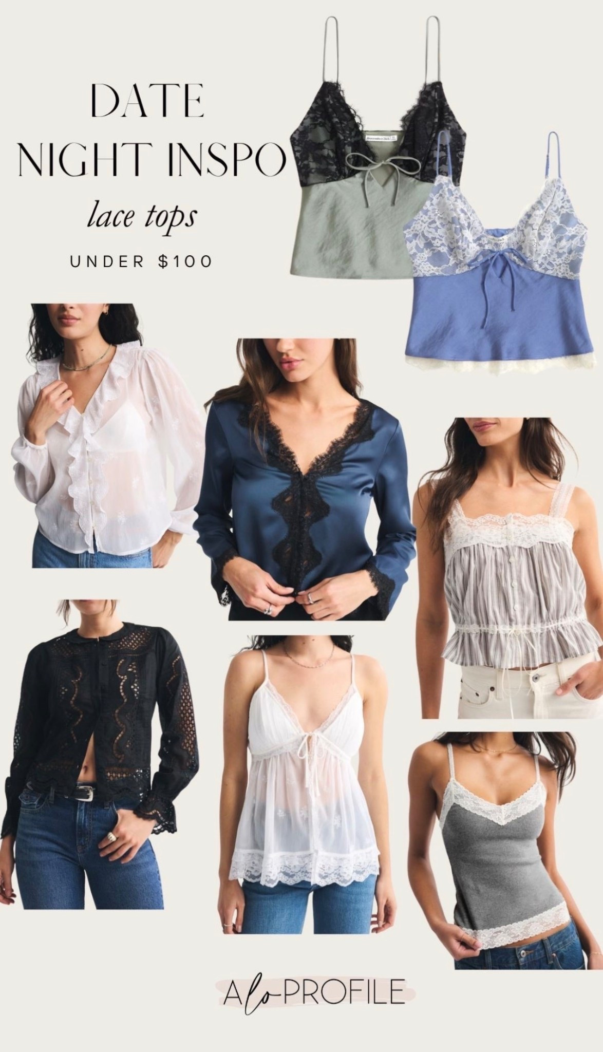 Date Night Outfit Ideas : Lace Tops // date night, date night top, date night fit, date night outfit inspo, Valentine's Day outfit, Abercrombie top, neutral date night outfit, lace tops