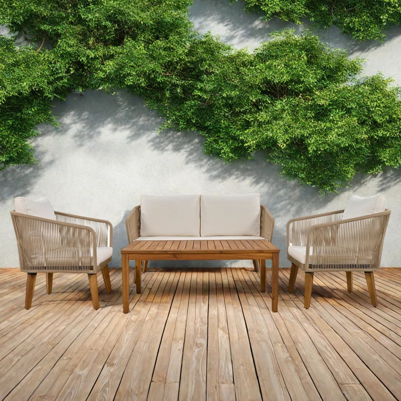 Latitude Run® 4 Pieces Outdoor Conversation Sets Inculded A Rable, 1 Loveseat Sofa, And 2 Single... | Wayfair North America