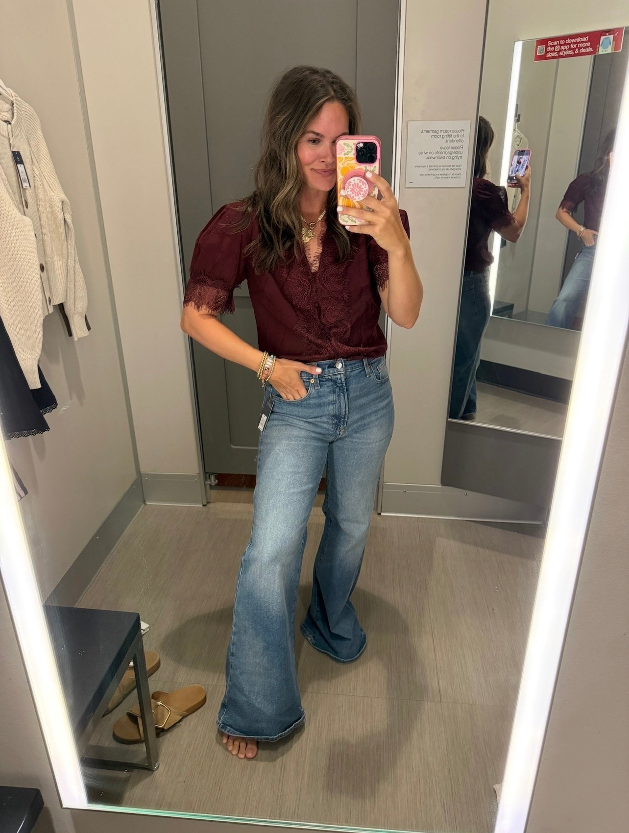 The lace detail on this blouse is too good 😍 it really elevates the whole look and the burgundy color makes it even better for fall!

#LTKSeasonal #LTKmomlife #LTKootd