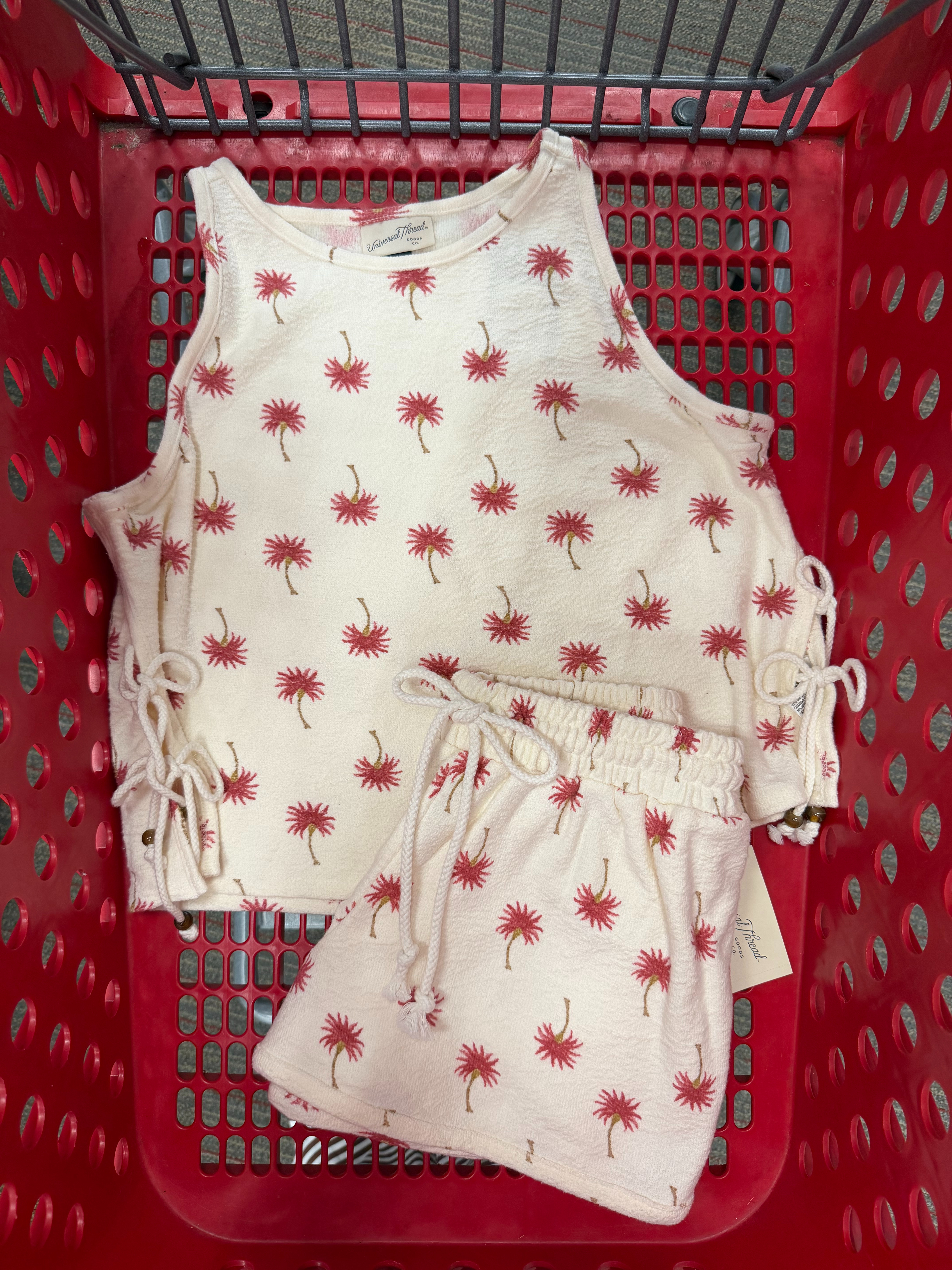 This palm tree lounge set is giving vacation vibes in the best way. The pink palm print is so fun for summer, and I love the side tie details on the tank that make it feel a little more elevated than your average matching set. Perfect for travel, beach trips, or cozy mornings at home.
 

 #LTKdayinmylife #LTKSeasonal #LTKTravel