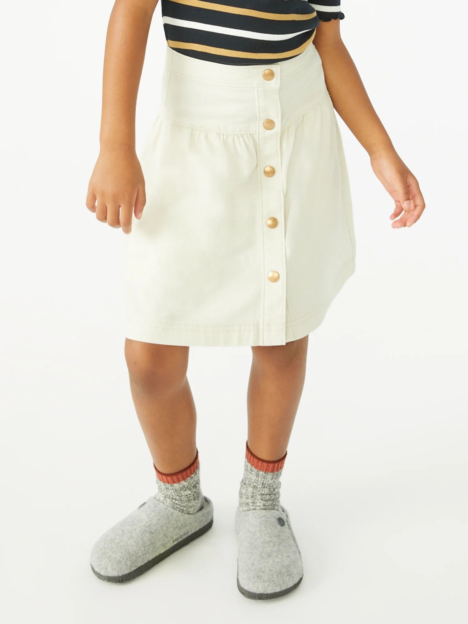 Free Assembly Girls Button Front Canvas Skirt, Sizes 4-18 | Walmart (US)