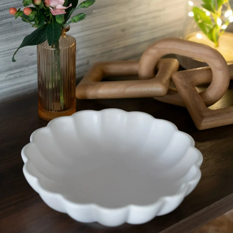 Mainstays Scalloped White Decorative Tabletop Bowl | Walmart (US)