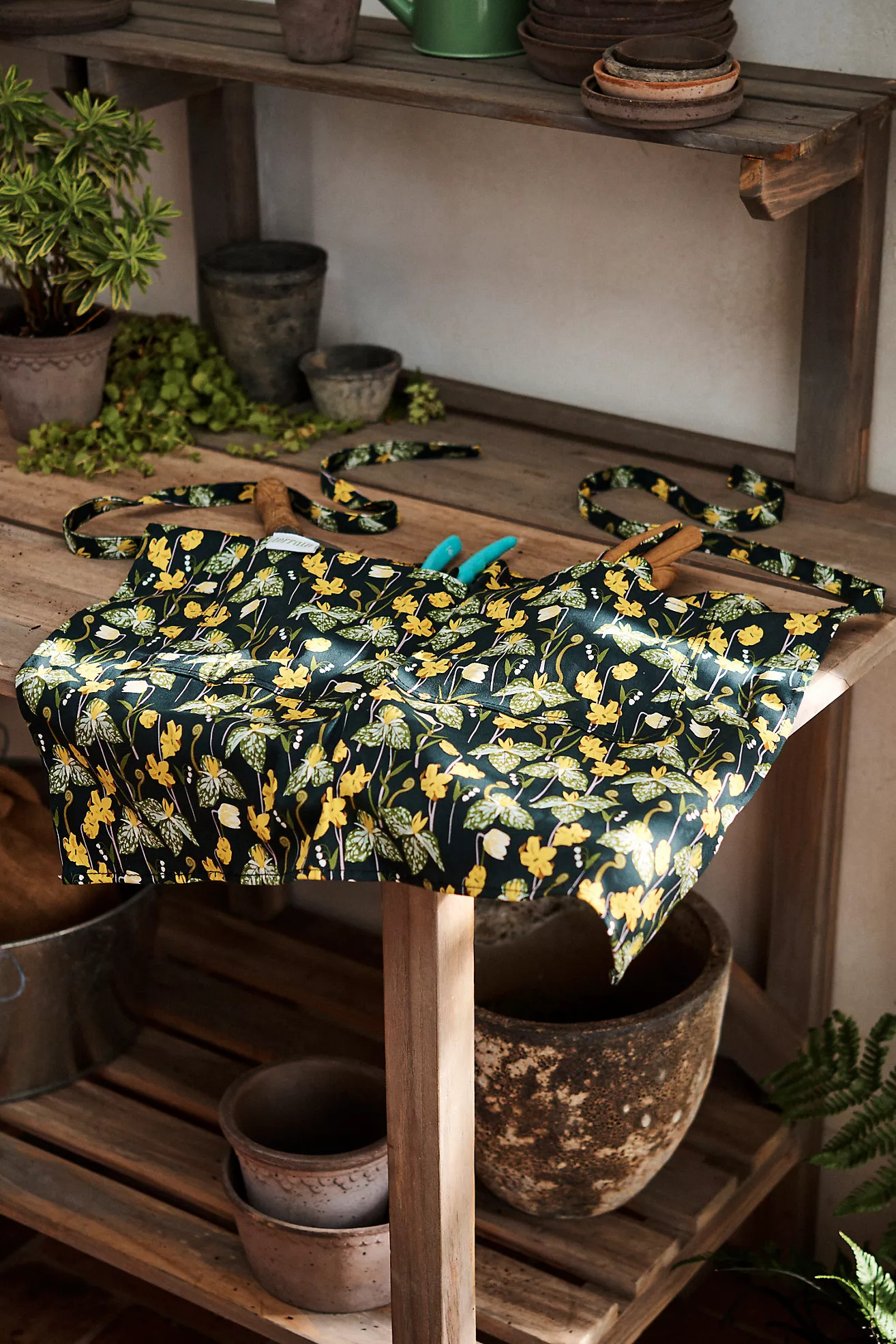 Woodland Yellow Garden Half Apron | Anthropologie (US)