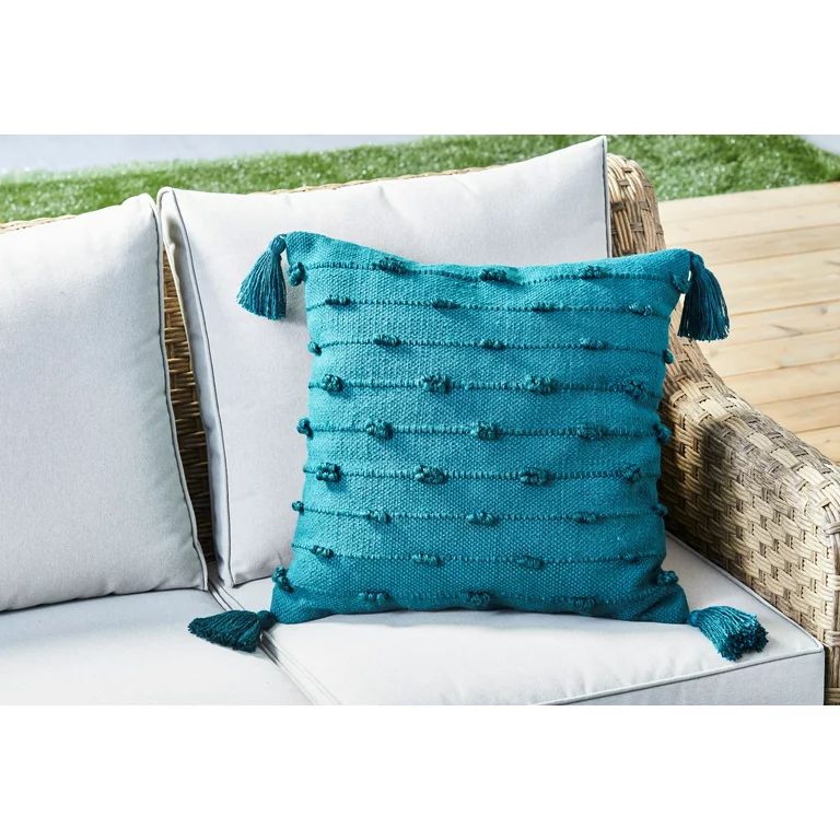 Better Homes & Gardens Knotted Outdoor Throw Pillow, 21" x 21", Teal | Walmart (US)