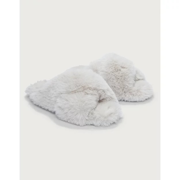 Faux Fur Cross Slider Slippers | Slippers, Socks & Sleep Accessorie... | The White Company UK & ROW