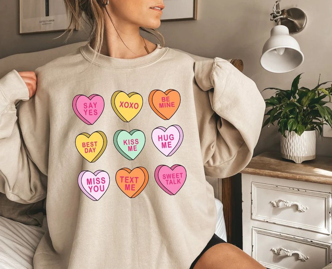 Gift for love, Be Mine Sweatshirt, Conversation Hearts Shirt, XOXO Sweatshirt, Valentines Day Shi... | Etsy (US)