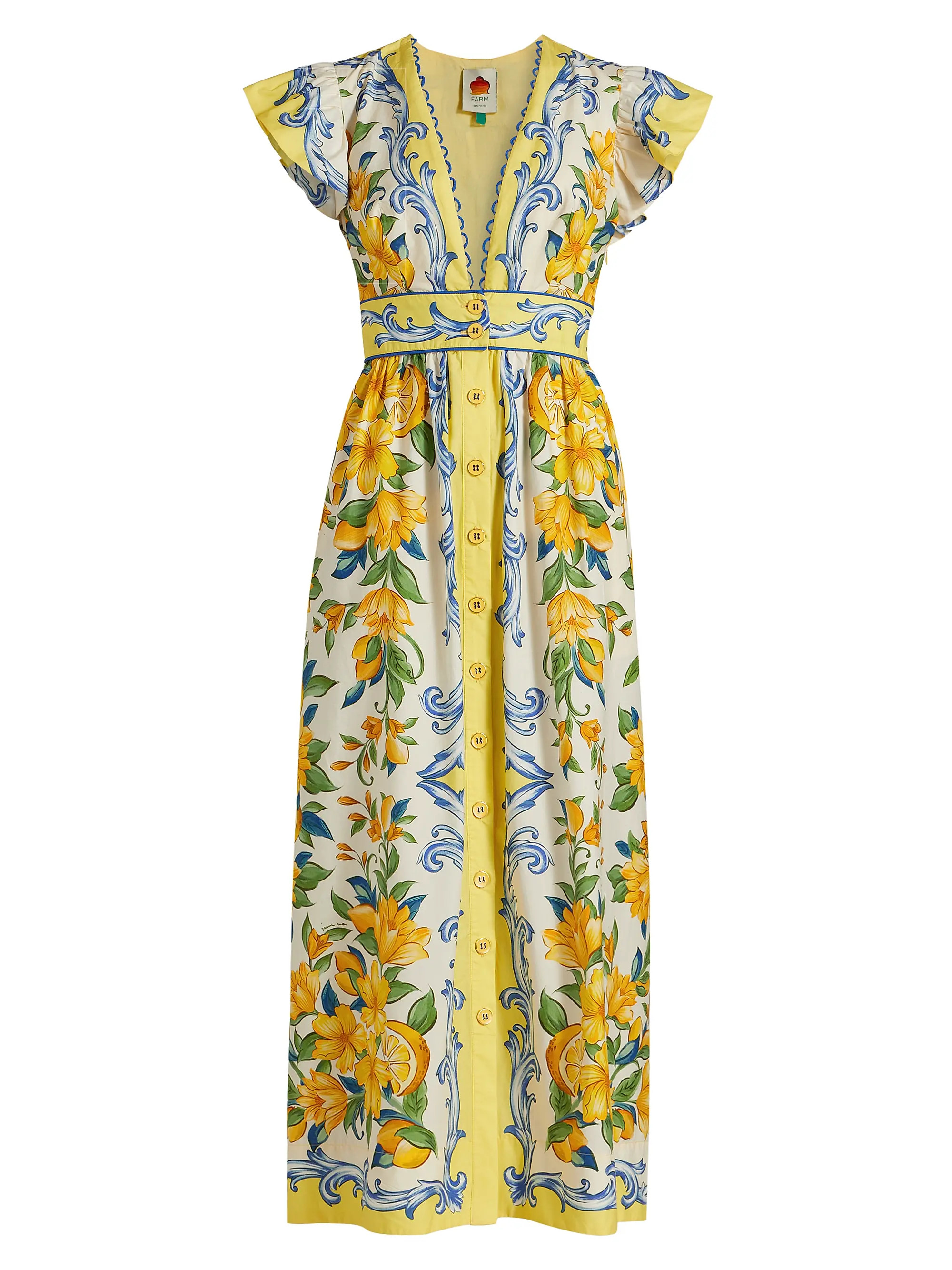Sicily Scarf Cotton Flutter Maxi Dress | Saks Fifth Avenue