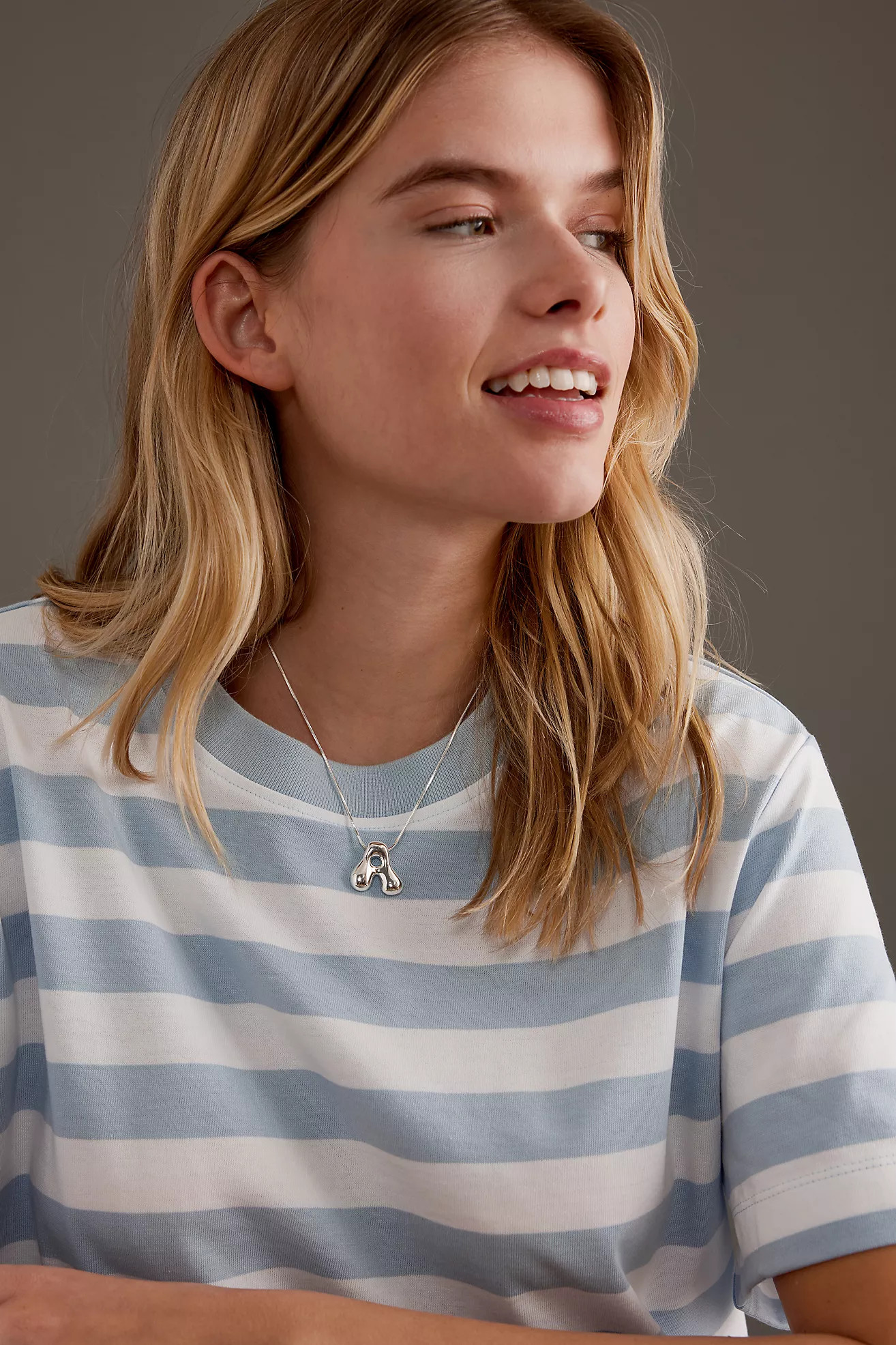 Silver-Plated Bubble Letter Monogram Necklace | Anthropologie (UK)